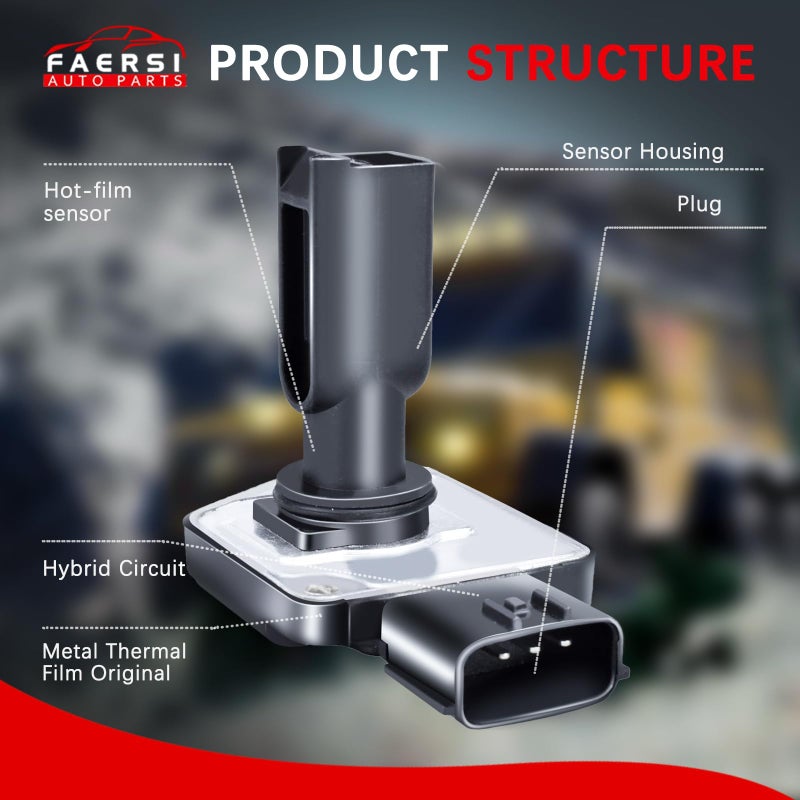 FAERSI Mass Air Flow Meter Sensor MAF 22680-5J000 Replace for Nissan Frontier Pathfinder Quest Xterra 3.3L, 2001-2004 Ford Mustang 3.8L, 1999-2002 Mercury Villager 3.3L & 1998-2000 Infiniti QX4 3.3L - Image 4